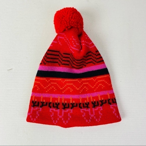 Smiley 100% Wool Knit Beanie W/ Pom OS - Picture 3 of 7